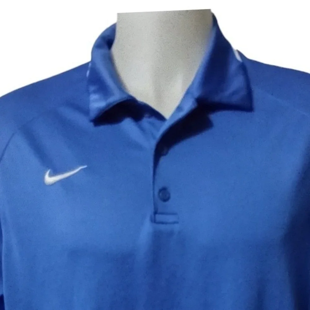 Nike Polo Shirt Mens Blue Norm Core Athleisure Logo Short Sleeve Top Relaxed Fit